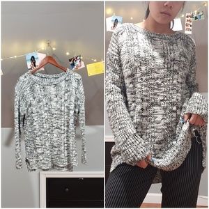 Black and White High-Low Sweater